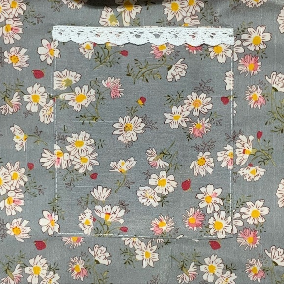 Apron Retro Bib Style Adjustable Waist Tie Ruffle Floral Polka Dot Womens Blue - Picture 5 of 16